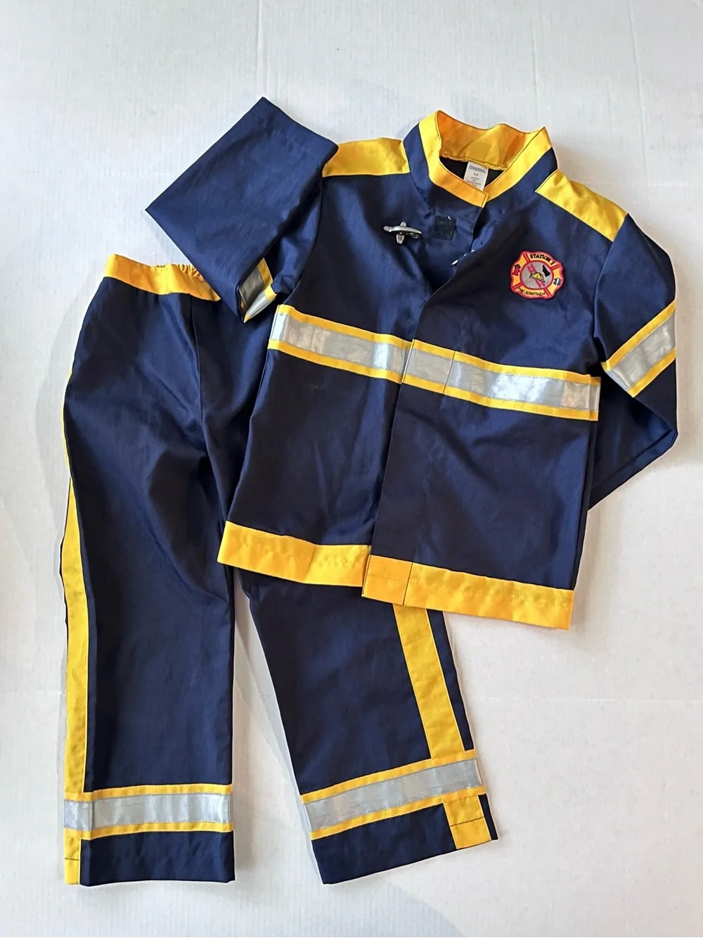 Gymboree Navy Yellow Firefighter Kids Costume 5-6 Halloween Dress Up Play